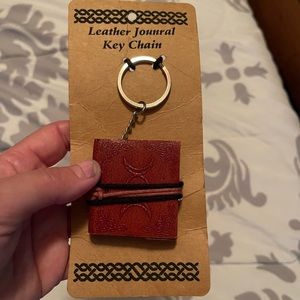 NEW cute mini Leather Triple Moon protection Book of Shadows/Journal keychain